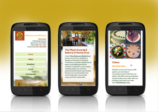 Three page examples shown on smartphones.